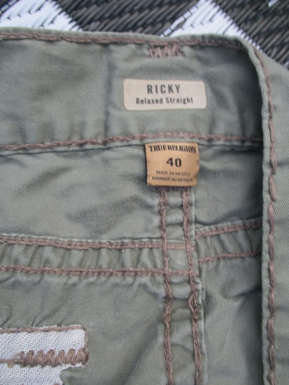 True Religion Ricky Relaxed Straight Olive Green Jeans